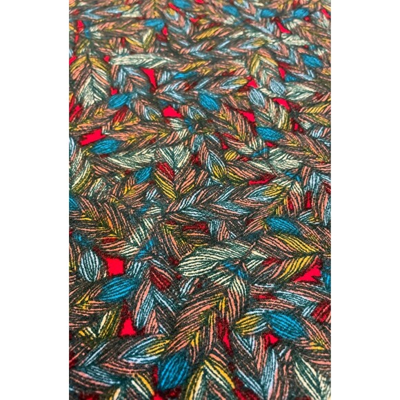 LuLaRoe Cassie Skirt Fall Leaf Pattern Teal Green Background Stretchy - Picture 2 of 3